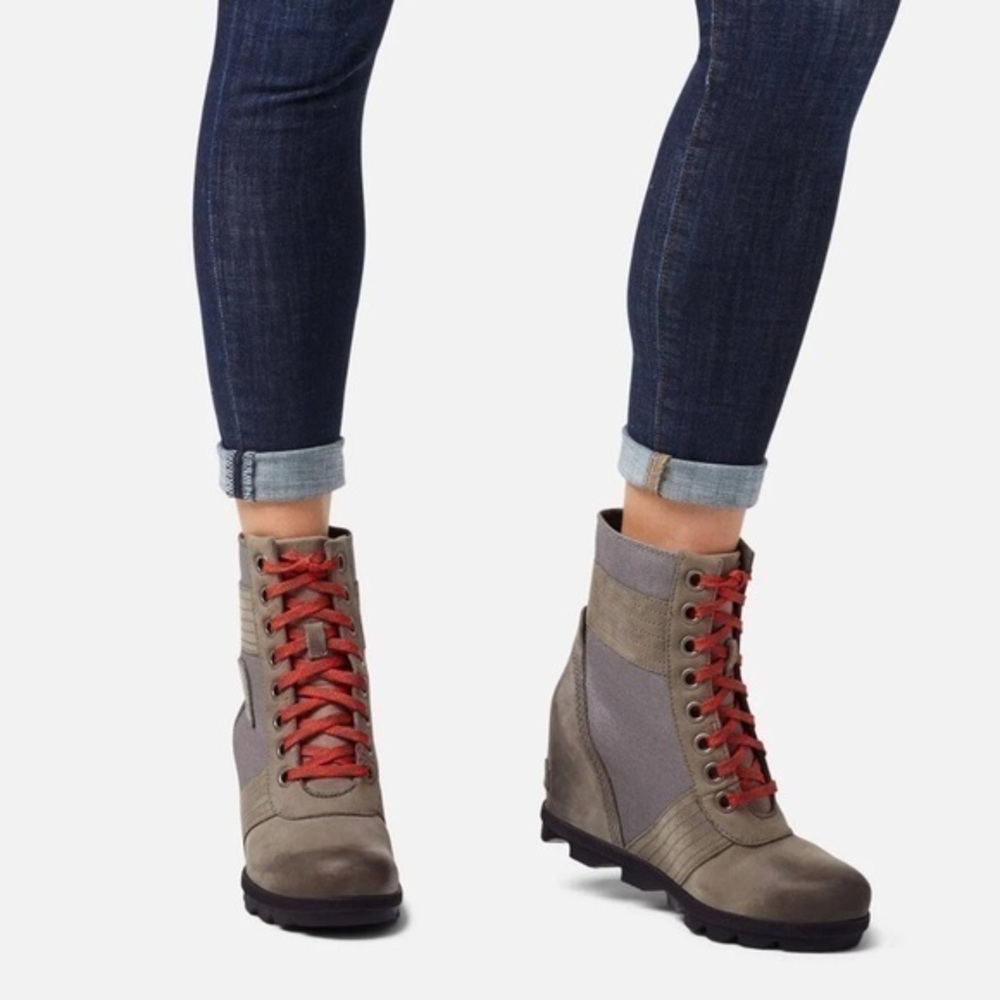 Sorel Lexie Wedge Womens Leather Lace-Up Ankle Boots Size 11